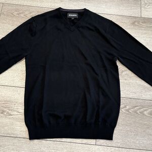 Bonobos Sweater Mens Small Black Extra Fine Merino Wool Slim Fit V Neck Pullover